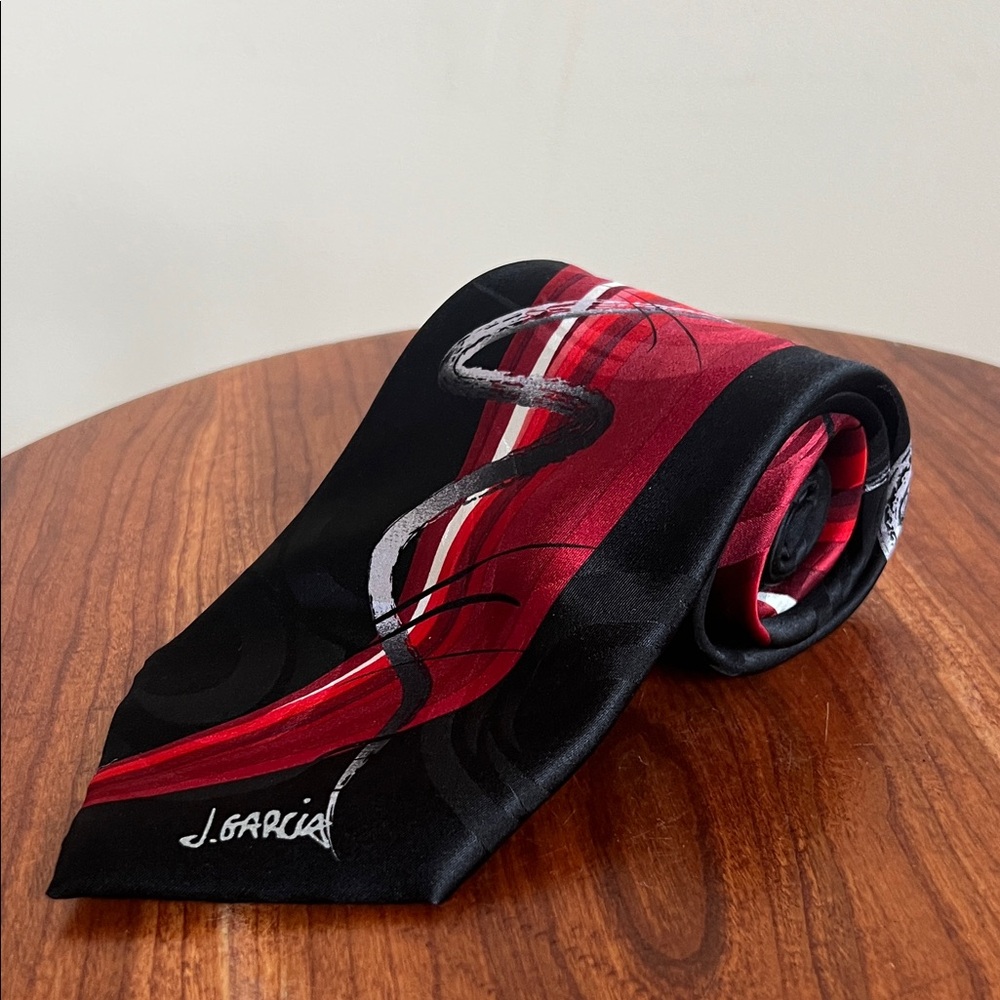 J.Garcia silk Stylish Red and Black Tie